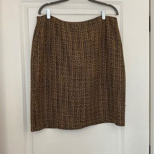 Versona Accessories tweed brown orange cream neutral pencil skirt size 14